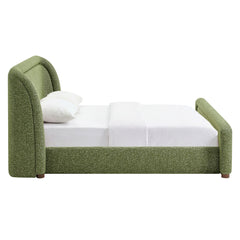 Tasmin Olive Queen Upholstered Fabric Platform Bed - Ornate Home