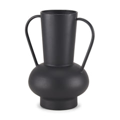 Tasya Matte Black Large with Handles Metal Vase - Ornate Home