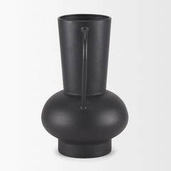 Tasya Matte Black Large with Handles Metal Vase - Ornate Home