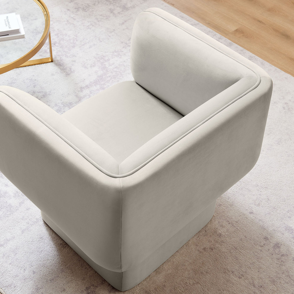 Tate Almond Performance Velvet Accent Chair - Ornate Home