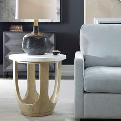 Tatli Woodtone Stone Top Side Table - Ornate Home