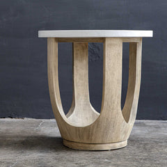 Tatli Woodtone Stone Top Side Table - Ornate Home