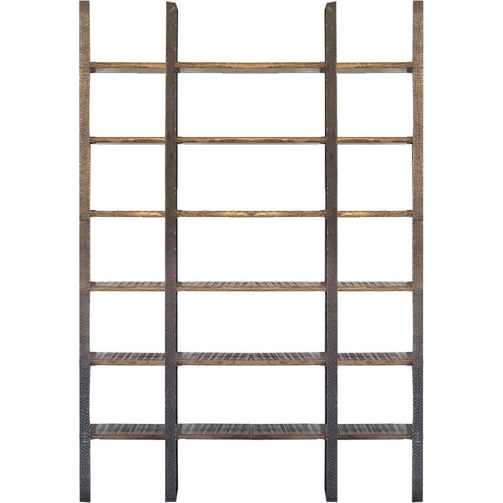 Taunton Brown/Black Wood and Iron Six Shelving Unit - Ornate Home