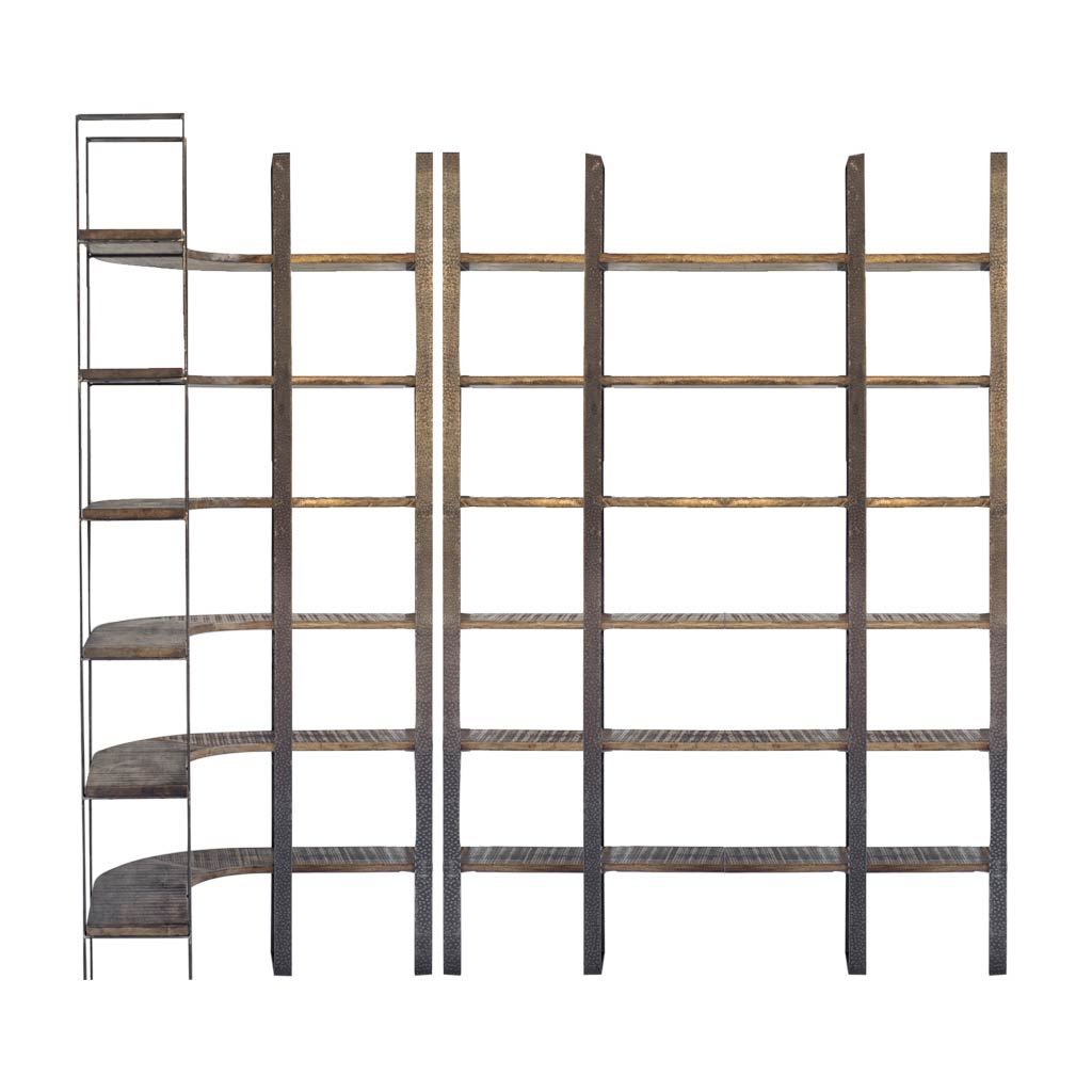 Taunton Brown/Black Wood and Iron Six Shelving Unit - Ornate Home