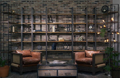 Taunton Brown/Black Wood and Iron Six Shelving Unit