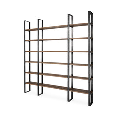Taunton Dark Brown/Black Wood and Iron Six Shelving Unit