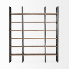 Taunton Dark Brown/Black Wood and Iron Six Shelving Unit