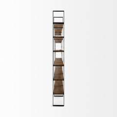 Taunton Dark Brown/Black Wood and Iron Six Shelving Unit