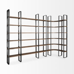 Taunton Dark Brown/Black Wood and Iron Six Shelving Unit