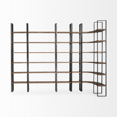 Taunton Dark Brown/Black Wood and Iron Six Shelving Unit
