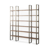 Taunton Medium Brown/Antique Nickel Wood 6 Tier Shelving Unit - Ornate Home