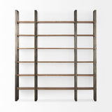 Taunton Medium Brown/Antique Nickel Wood 6 Tier Shelving Unit - Ornate Home