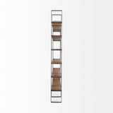 Taunton Medium Brown/Antique Nickel Wood 6 Tier Shelving Unit - Ornate Home