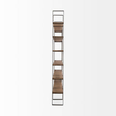Taunton Medium Brown/Antique Nickel Wood 6 Tier Shelving Unit - Ornate Home