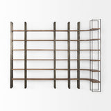 Taunton Medium Brown/Antique Nickel Wood 6 Tier Shelving Unit - Ornate Home
