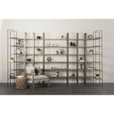 Taunton Medium Brown/Antique Nickel Wood 6 Tier Shelving Unit - Ornate Home