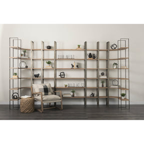 Taunton Medium Brown/Antique Nickel Wood 6 Tier Shelving Unit - Ornate Home