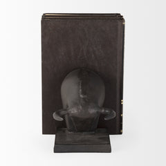 Tauro Black Cast Aluminum Raging Bull Bookends (Set of 2)