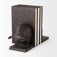 Tauro Black Cast Aluminum Raging Bull Bookends (Set of 2)