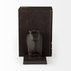 Taurus Black Cast Aluminum Bull Bookends (Set of 2) - Ornate Home