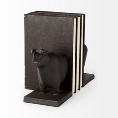 Taurus Black Cast Aluminum Bull Bookends (Set of 2) - Ornate Home