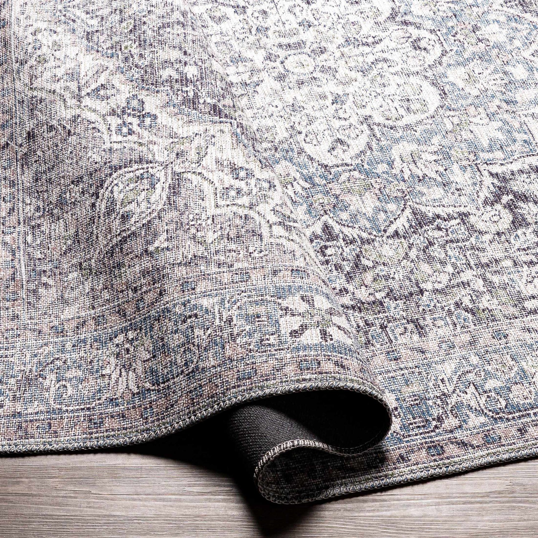 Tavas Blue Persian Style Washable Rug - Clearance - Ornate Home
