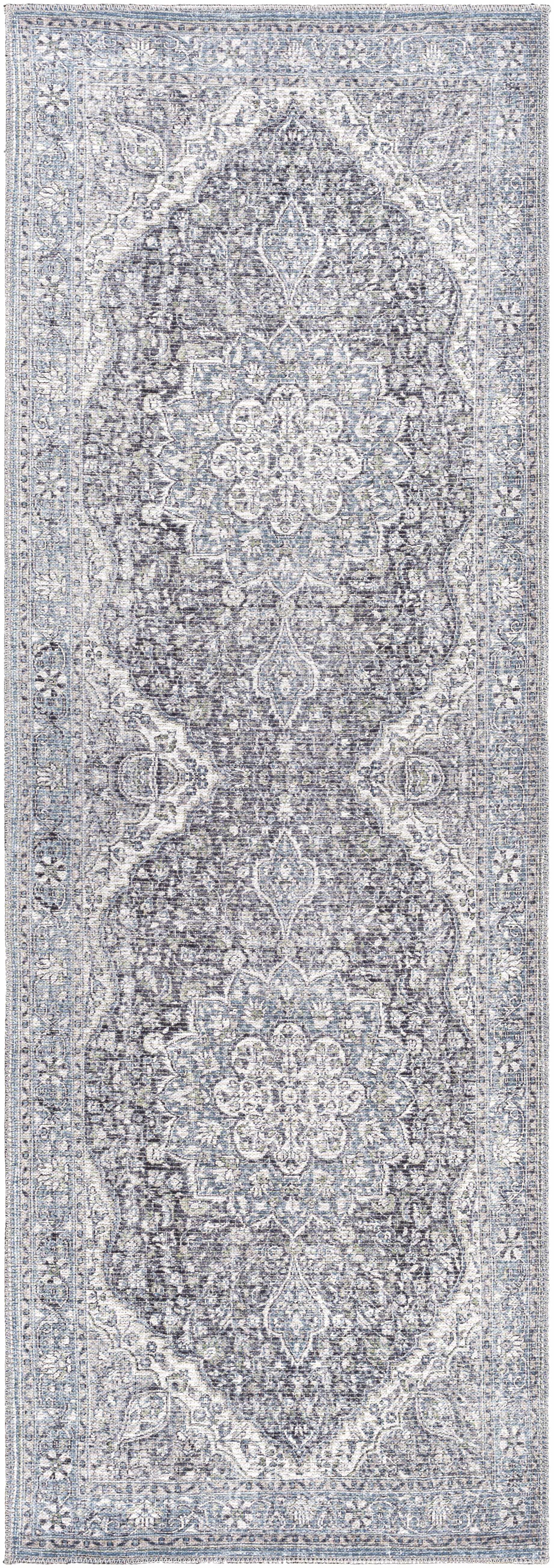 Tavas Blue Persian Style Washable Rug - Clearance - Ornate Home