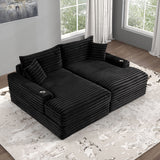 Tavedestrand Black Double Chaise Sofa - Ornate Home