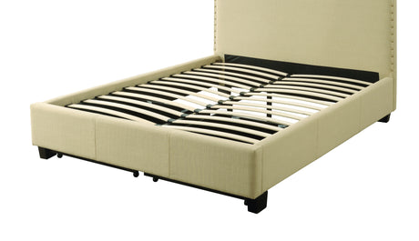 Tavel Nailhead Footboard Storage Bed in Tumbleweed - Ornate Home
