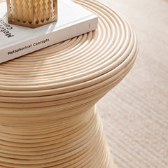Tavi Hourglass Natural Rattan Round Side Table - Ornate Home