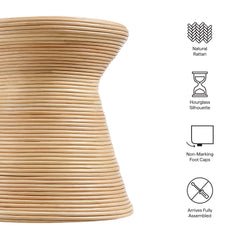 Tavi Hourglass Natural Rattan Round Side Table - Ornate Home