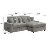 Tavia Gray Sectional Sofa W/6 Pillows - Ornate Home