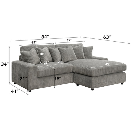 Tavia Gray Sectional Sofa W/6 Pillows - Ornate Home