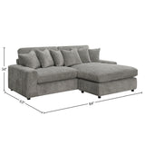Tavia Gray Sectional Sofa W/6 Pillows - Ornate Home