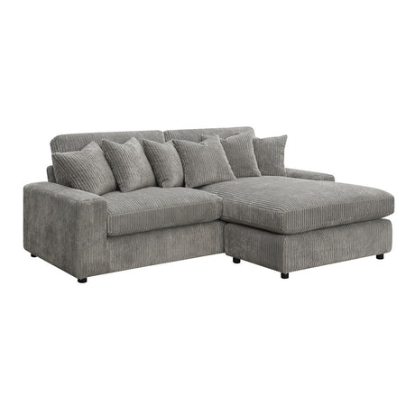 Tavia Gray Sectional Sofa W/6 Pillows - Ornate Home