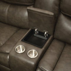 Tavin Taupe LeatherAire Match Manual Reclining Sectional Sofa (Motion) - Ornate Home