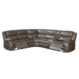 Tavin Taupe LeatherAire Match Manual Reclining Sectional Sofa (Motion) - Ornate Home