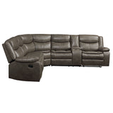 Tavin Taupe LeatherAire Match Manual Reclining Sectional Sofa (Motion) - Ornate Home