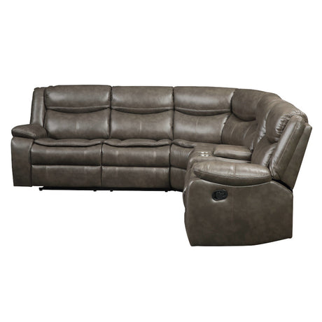 Tavin Taupe LeatherAire Match Manual Reclining Sectional Sofa (Motion) - Ornate Home