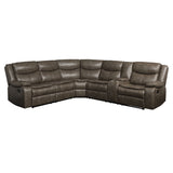 Tavin Taupe LeatherAire Match Manual Reclining Sectional Sofa (Motion) - Ornate Home