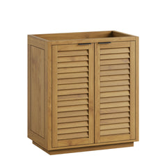 Tavira Natural Slatted Mango Wood Bathroom Vanity Cabinet (Sink Basin Not Included) - Ornate Home