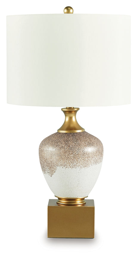 Tavisburg Brown/White/Gold Table Lamp - Ornate Home