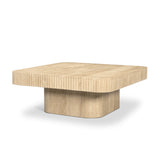 Tavora Beige Ribbed Square Travertine Coffee Table