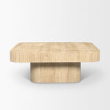Tavora Beige Ribbed Square Travertine Coffee Table