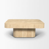Tavora Beige Ribbed Square Travertine Coffee Table