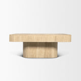 Tavora Beige Ribbed Square Travertine Coffee Table