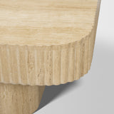 Tavora Beige Ribbed Square Travertine Coffee Table