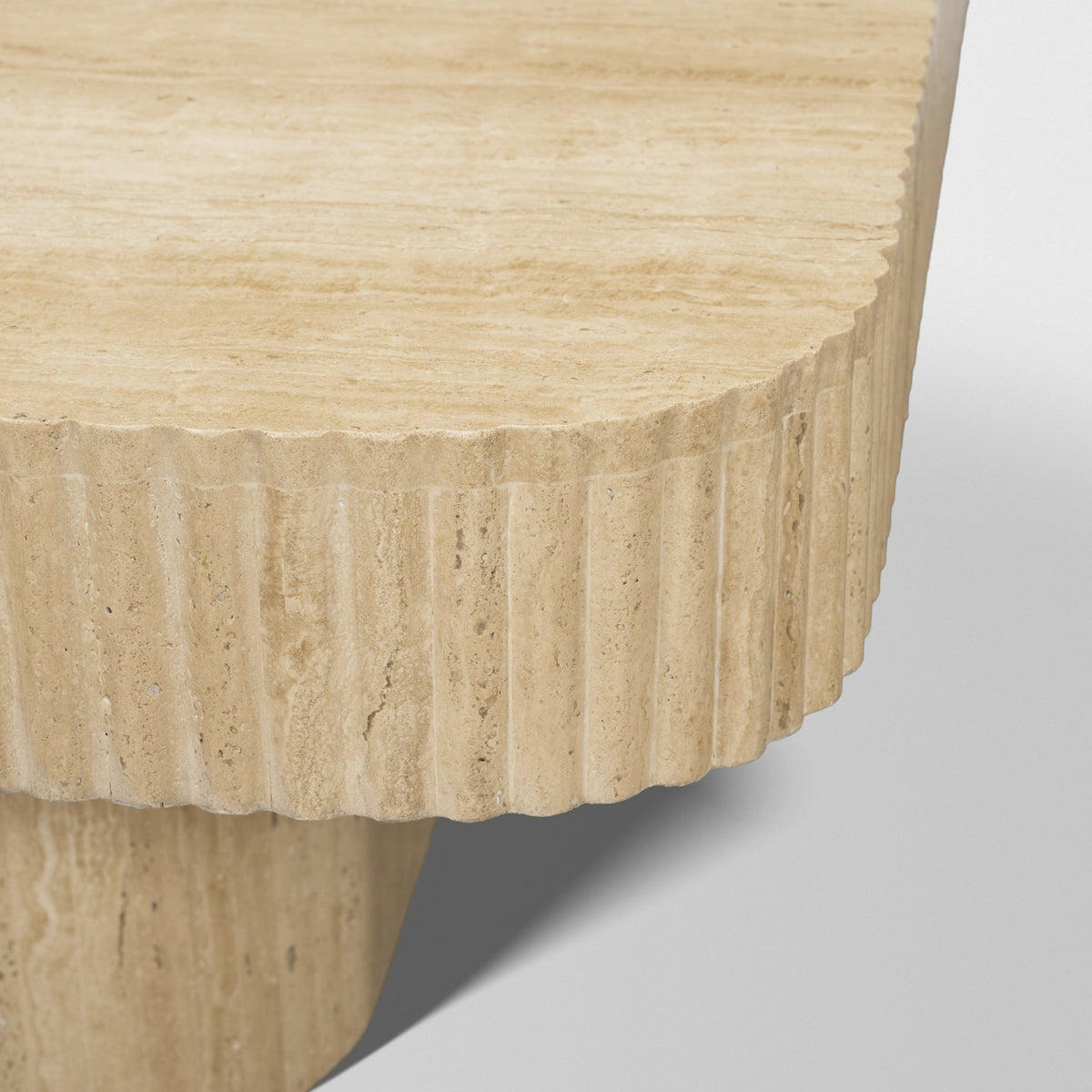 Tavora Beige Ribbed Square Travertine Coffee Table
