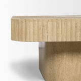 Tavora Beige Ribbed Square Travertine Coffee Table