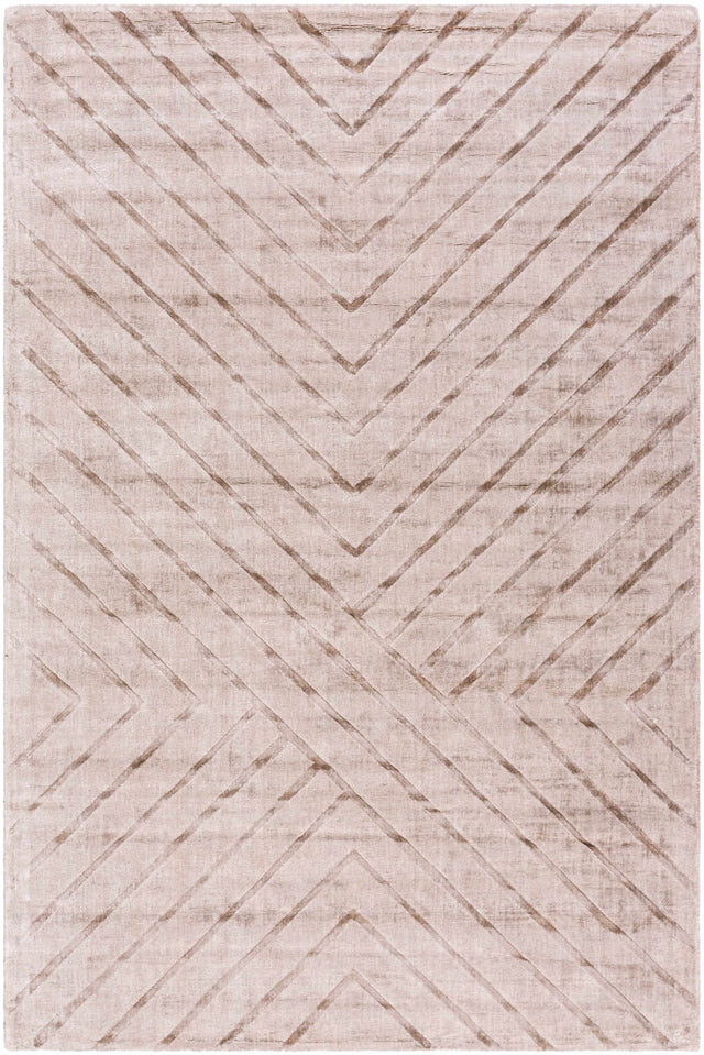 Tavran Taupe Subtle Linear Texture Cottage Farmhouse Viscose Handmade Area Rug - Clearance - Ornate Home